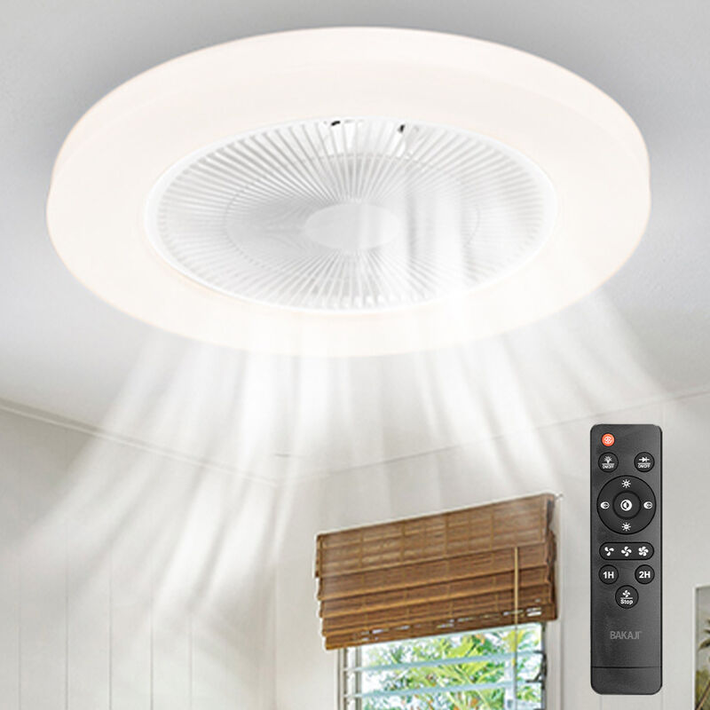 foto del prodotto bakaji ventilatore a soffitto con lampada led caldo freddo 50 cm 3 velocit e timer