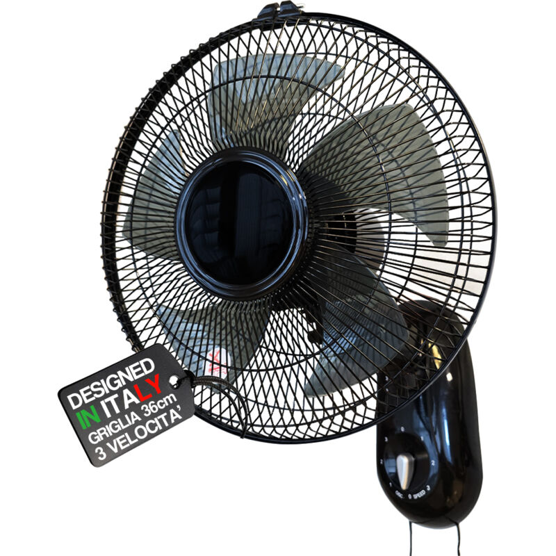 foto del prodotto bakaji ventilatore da muro parete 36 cm con 3 livelli di velocit pale in polipropilene