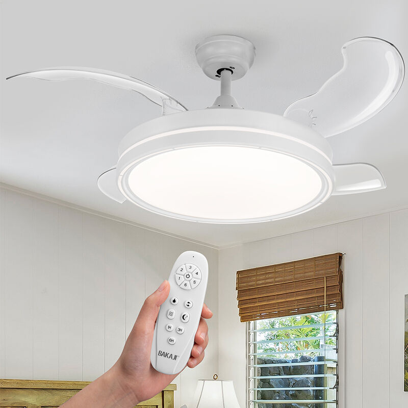 foto del prodotto bakaji ventilatore da soffitto 4 pale richiudibili plafoniera led e telecomando 106 cm