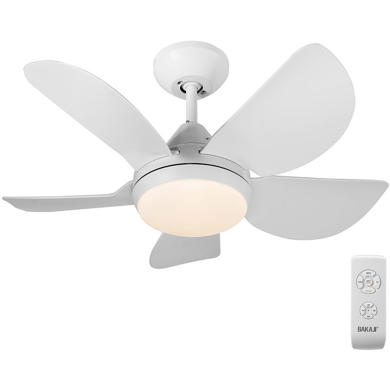 foto del prodotto bakaji ventilatore da soffitto 5 pale lampada con luce led e telecomando 76 cm bianco