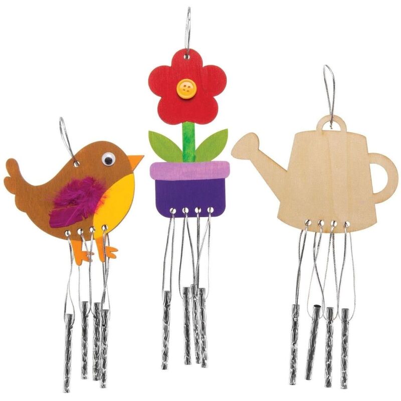 foto del prodotto baker ross scacciapensieri in legno a tema giardino confezione da 4 scacciapensieri per bambini, da decorare ed esporre