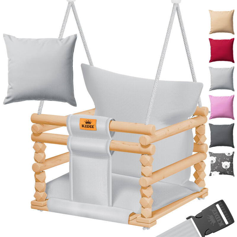 foto del prodotto balan oire b b si ge de balan oire avec rembourrage balan oire en bois avec anti bascule jusqu 60kg r glable en hauteur int rieur ext rieur gris
