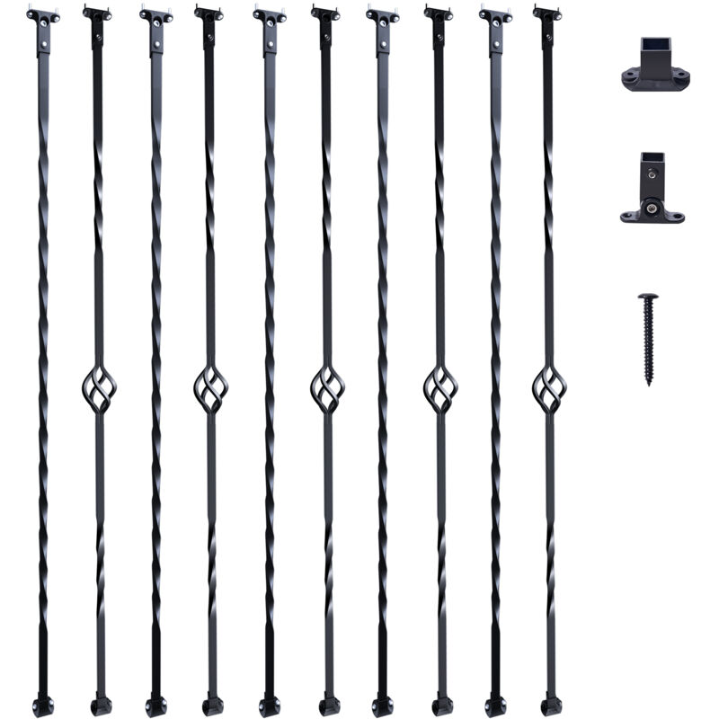foto del prodotto balaustre in metallo per scale, mandrini in acciaio galvanizzato da 44 x 1 2 , balaustre per ponte con cestini singoli cavi, torsioni, ringhiera