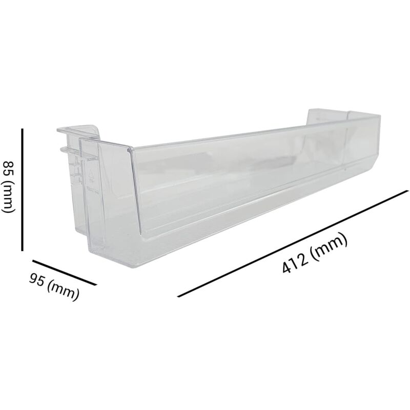 foto del prodotto balconcino mensola bottiglie per frigoriferi adatto per ariston indesit hotpoint, dimensioni 412x85x95 mm trasparente, 481010807441, per modelli
