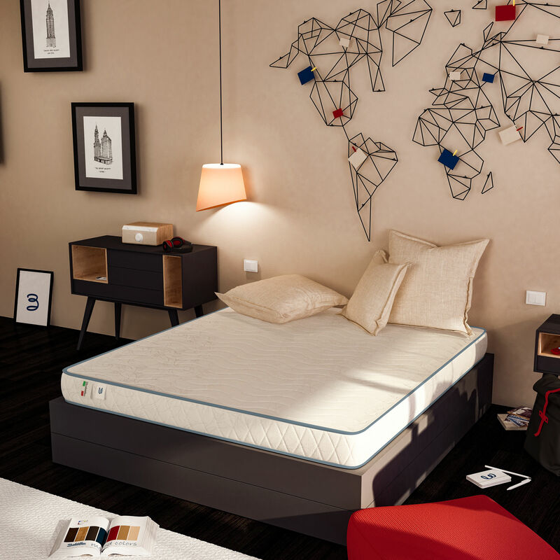 foto del prodotto baldiflex materasso ortopedico medio rigido 100 made in italy h 10 cm basic bordato, matrimoniale con rivestimento anallergico, misura 170x200 cm