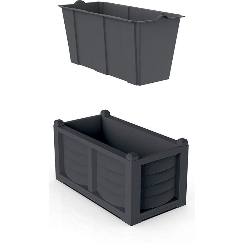 foto del prodotto bama fioriera kit arredo con vasca interna 80x42,5xh42 resina colore ferro battuto