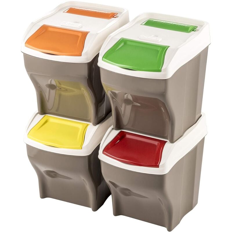 foto del prodotto bama pattumiera set 4 secchi per raccolta differenziata 108 lt cm 30x40x37,5h