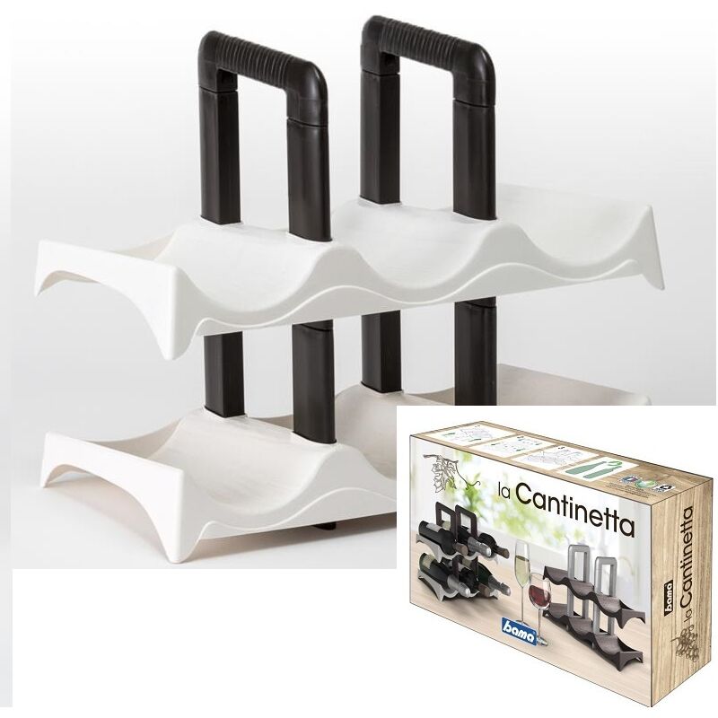 foto del prodotto bama - supporto per bottiglie effetto legno la cantinetta 6 bottiglie panna 33x19x27cm