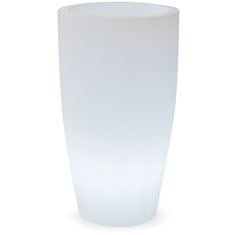 foto del prodotto bamb 70 vaso rotondo alto con luce per piante e fiori molto resistente. carica solare e batteria ricaricabile. luce rgb e realizzata in polietilene