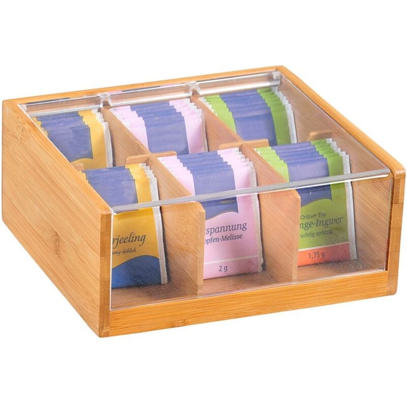 foto del prodotto bamboo tea box, marrone, 22 x 21 x 9.5 cm kesper