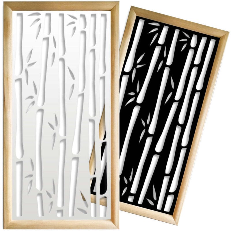 foto del prodotto bambu moduli decorativi in legno e pvc colore bianco misura 47x94 cm