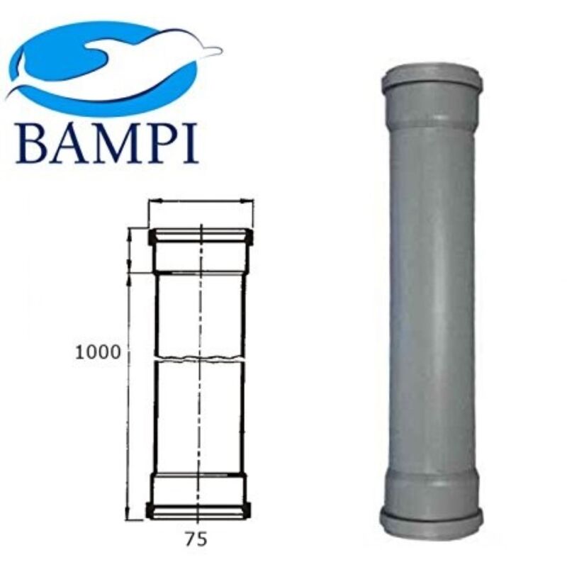 foto del prodotto bampi - tubo dritto 2 bicchieri in polipropilene raccordi scarico d.500 mm set 5 pezzi