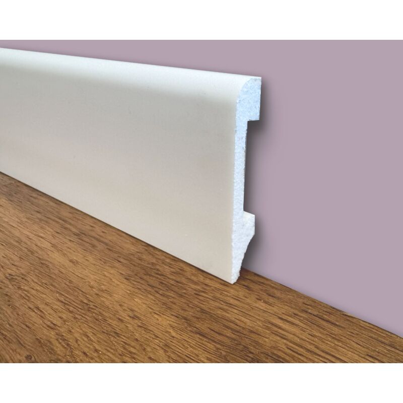 foto del prodotto bancale da 100ml di battiscopa bc in polimeri linea basicboard 75x14mm bianco pitturabile