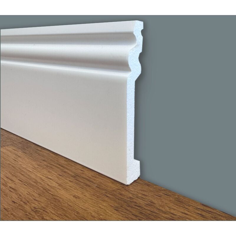 foto del prodotto bancale da 100ml di battiscopa ducale in polimeri linea basicboard 100x15mm bianco pitturabile