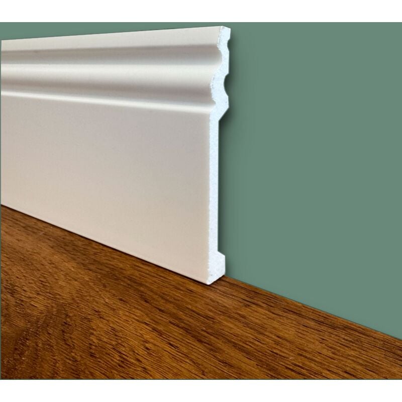 foto del prodotto bancale da 100ml di battiscopa ducale in polimeri linea basicboard 120x15mm bianco pitturabile