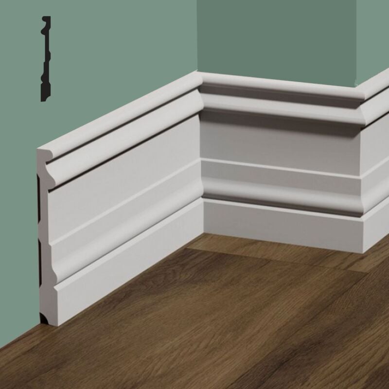 foto del prodotto bancale da 64,8ml di battiscopa regale in polimeri feelingwood hd 150x17mm bianco