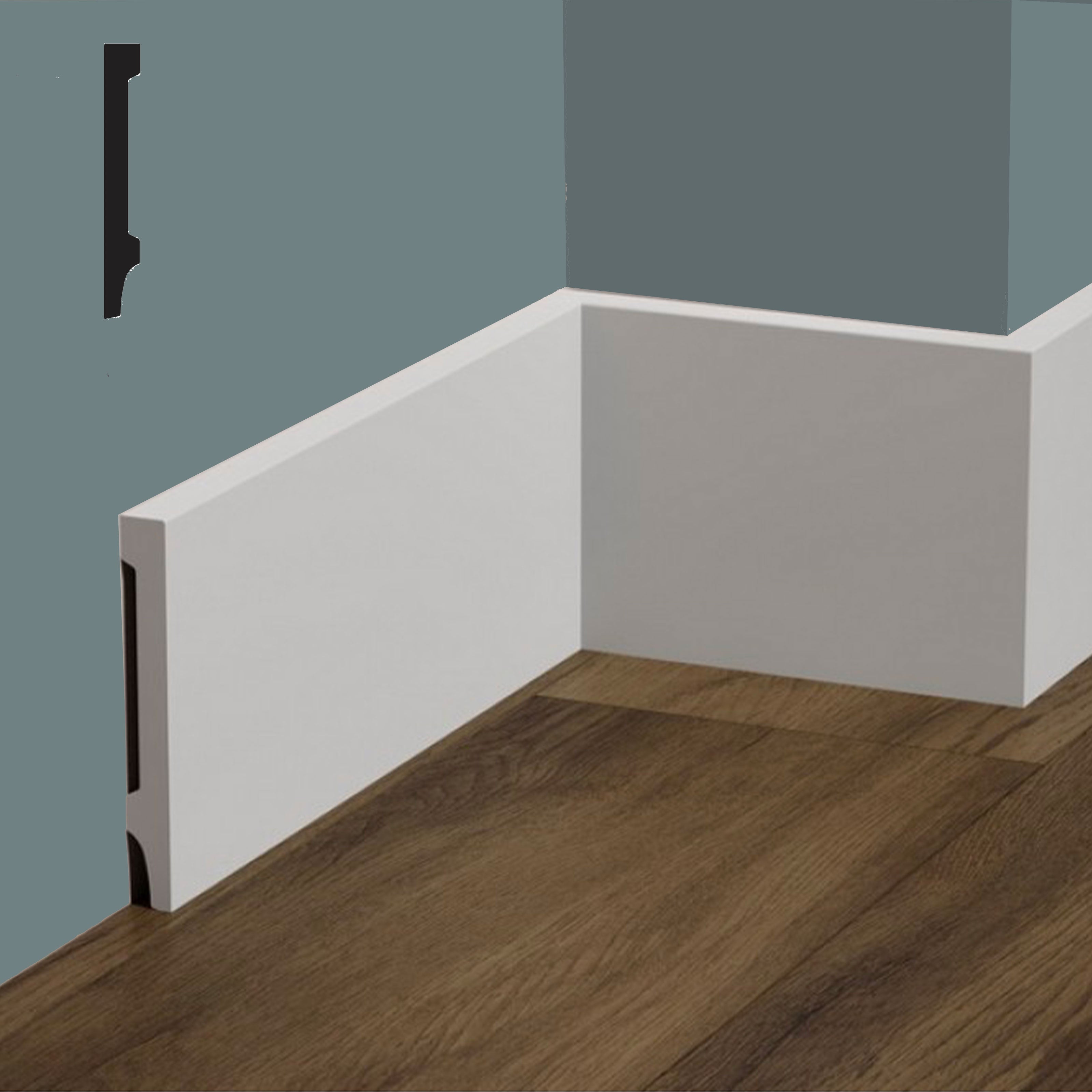 foto del prodotto bancale da 72ml di battiscopa diritto squadrato in polimeri feelingwood hd 120x15mm bianco