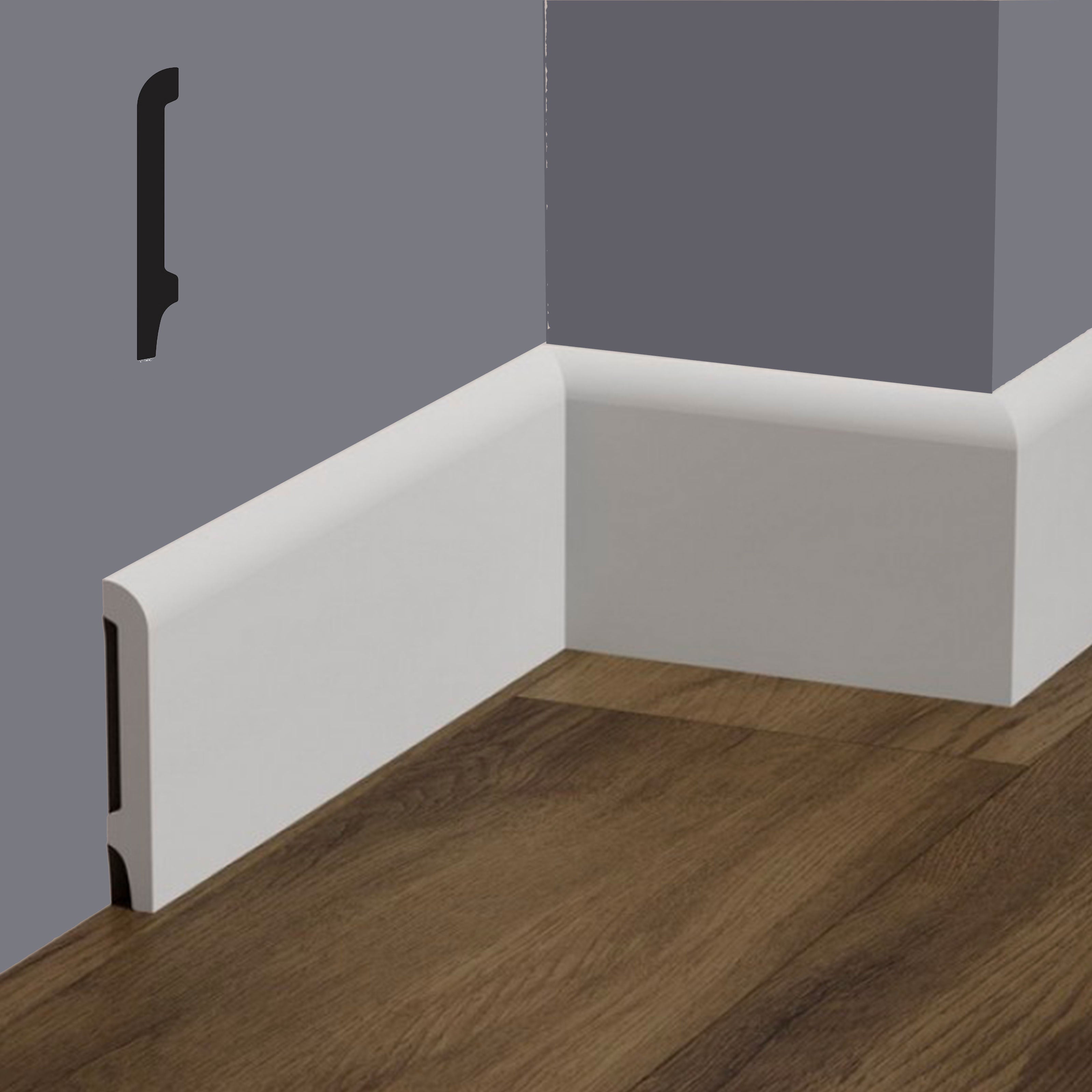 foto del prodotto bancale da 96ml di battiscopa becco di civetta in polimeri feelingwood hd 101x15mm bianco