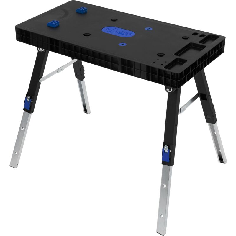 foto del prodotto banco da lavoro 5 in 1 multifunzionale pieghevole 94x48x80 cm banco da lavoro mobile portata 150 kg piano di serraggio regolabile in altezza carrello rotante mobile per officina - ecd germany
