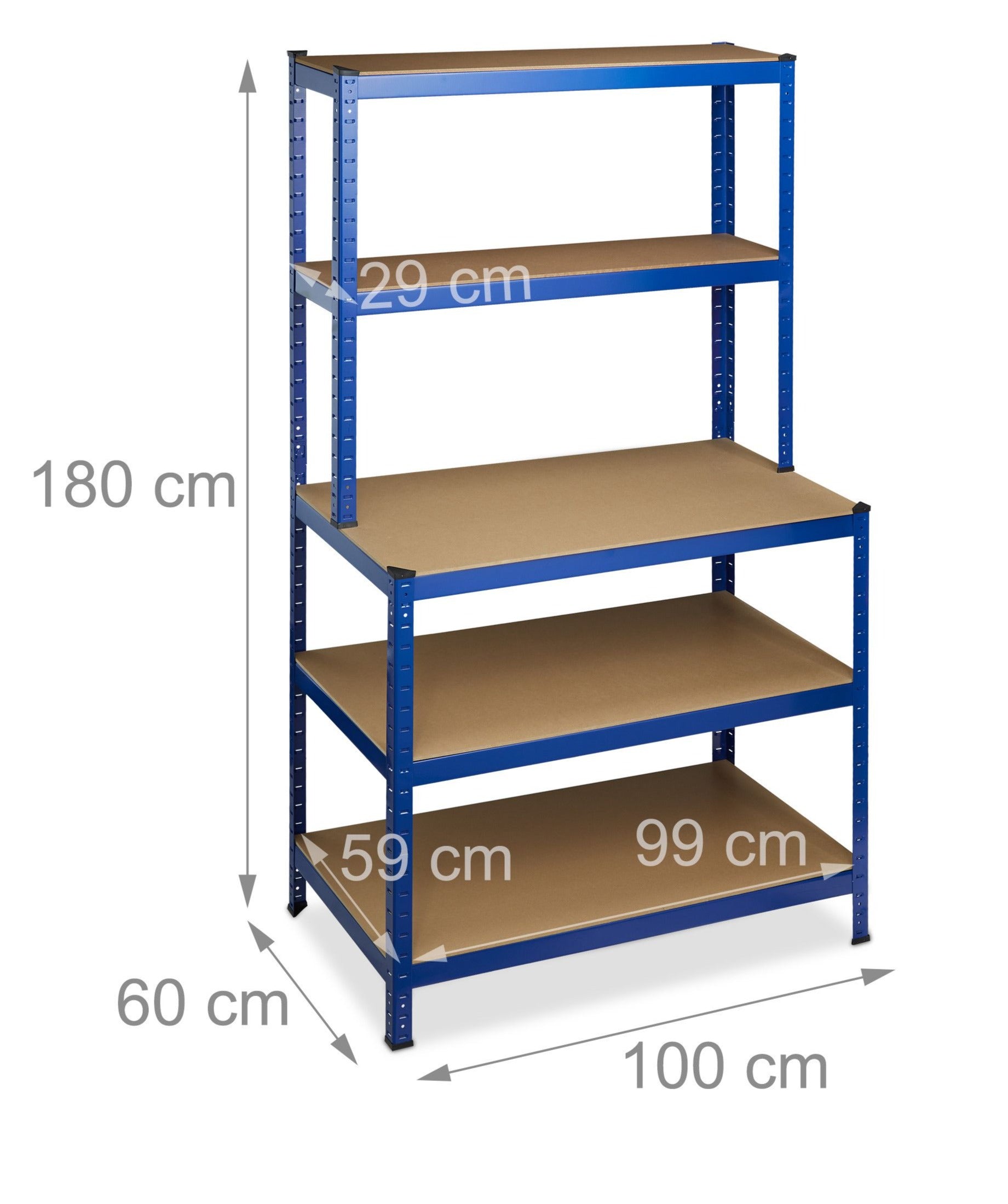 foto del prodotto banco da lavoro garage con ripiani per carichi pesanti 900 kg supportato da agganciare 5 livelli cantina 180 cm blu 13 0001063