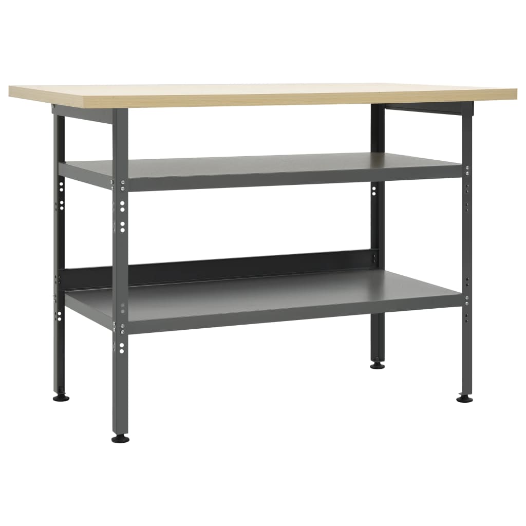 foto del prodotto banco da lavoro grigio 120x60x85 cm in acciaio cod mxl 20269