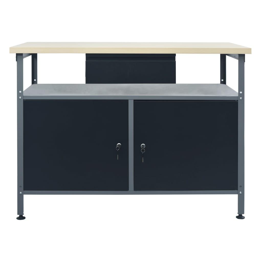 foto del prodotto banco da lavoro per riparazioni tavolo da lavoro postazione di lavoro garage officina robusto spazio di archiviazione 120x60x85 cm acciaio nero 02 0003677