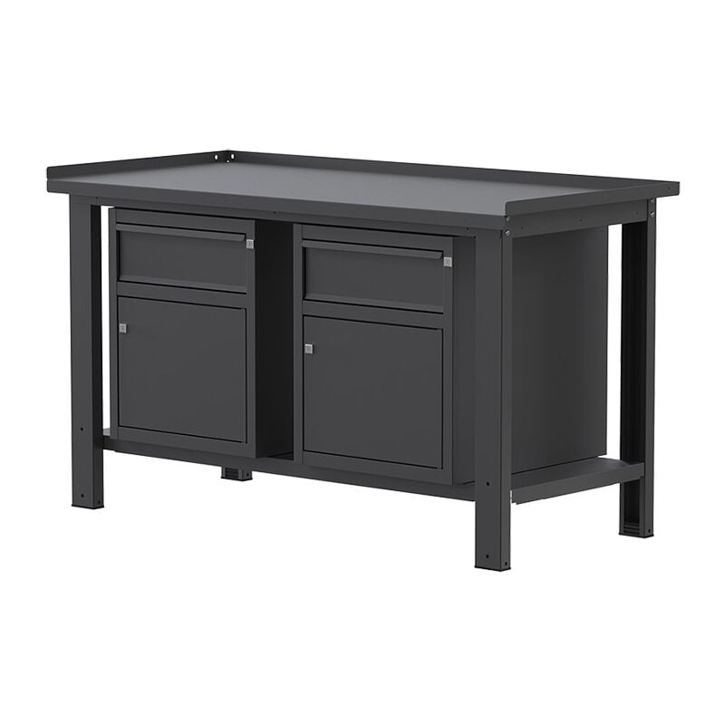foto del prodotto banco lavoro sogi x3n110a 1.5 m piano in acciaio 2 armadi con anta e cassetto