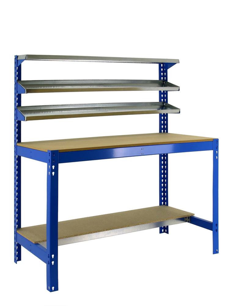 foto del prodotto banco tavolo da lavoro in metallo simon rack senza viti colore blu legno 1445x1210x610 mm made in spain