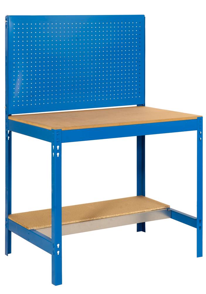 foto del prodotto banco tavolo da lavoro in metallo simon rack senza viti colore blu legno 1445x1210x610 mm made in spain