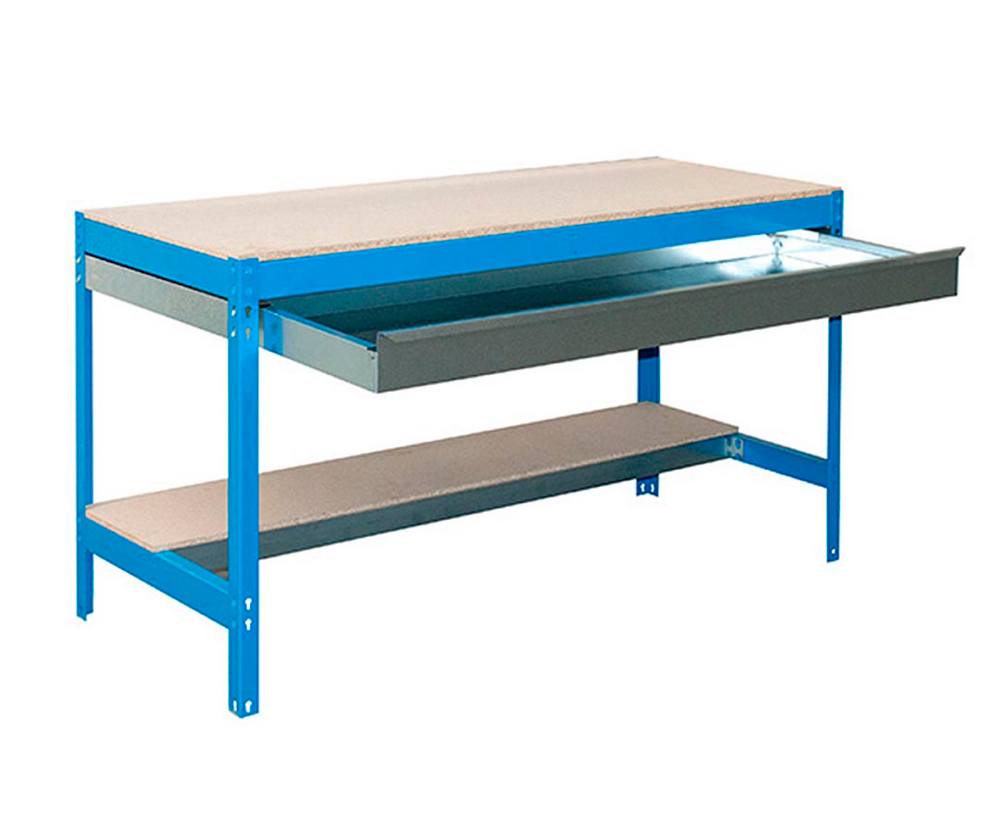foto del prodotto banco tavolo da lavoro in metallo simon rack senza viti colore blu legno 842x1210x760 mm made in spain