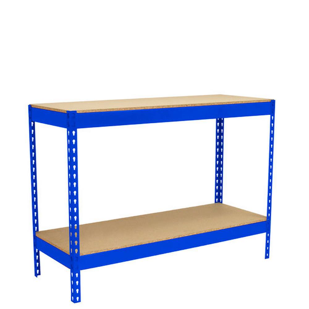 foto del prodotto banco tavolo da lavoro in metallo simon rack senza viti colore blu legno 900x1200x450 mm made in spain