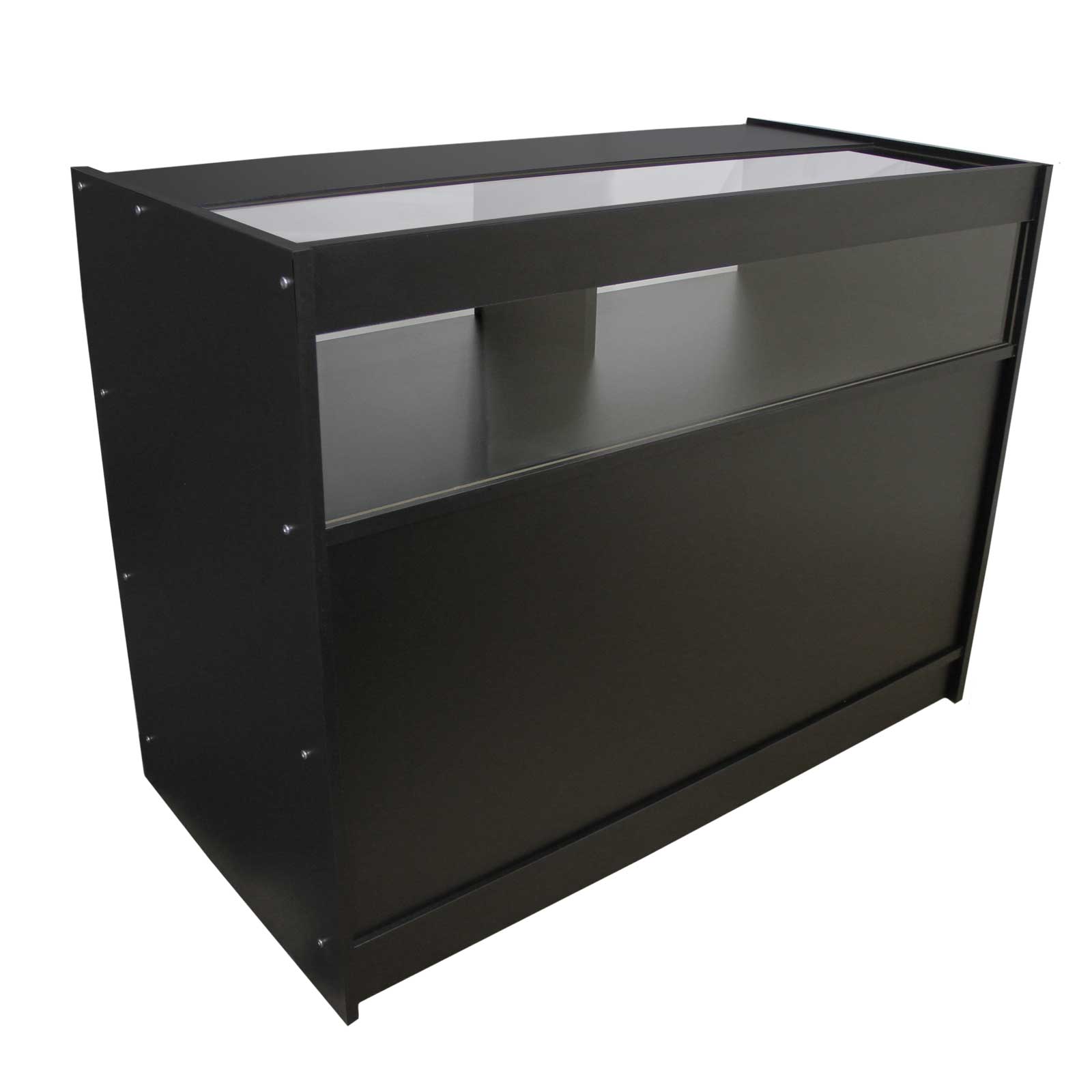 foto del prodotto bancone b1200 nero da negozio e reception elegante solido robusto con ripiani
