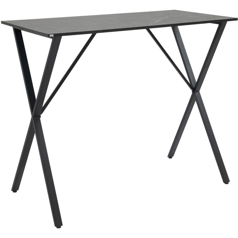 foto del prodotto bancone bar in legno e acciaio stile moderno industriale 120 cm nero homcom