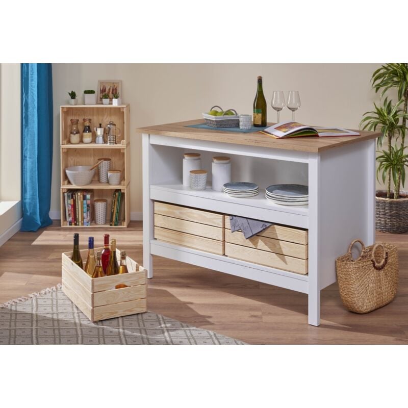 foto del prodotto bancone julina 124x75cm white e rovere artisan