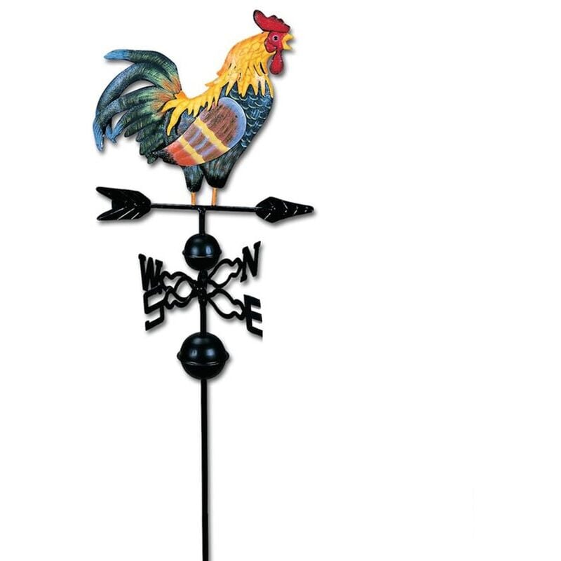 foto del prodotto banderuola segnavento in metallo a forma di gallo, paletta per recinti da giardino, pali per tetti da cortile, banderuola segnavento colorata,