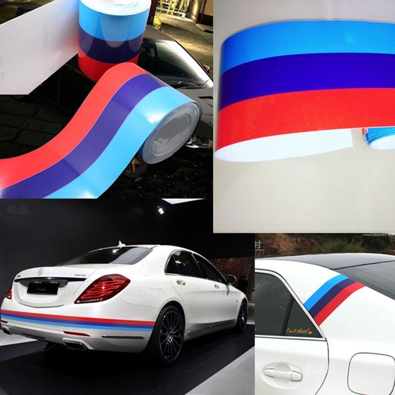 foto del prodotto bandiera adesiva lucida bmw serie m racing sport per carrozzeria auto 15cm misura 150mm 15cm x 1 metro