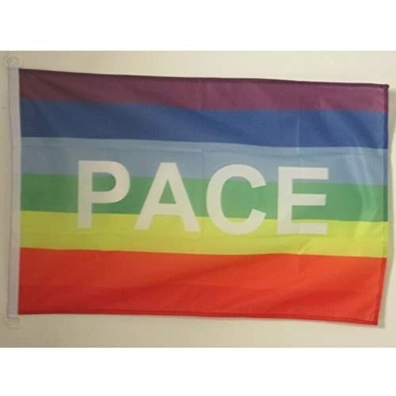 foto del prodotto bandiera arcobaleno pace 90x60cm per esterno bandiera pace rainbow flag 60 x 90 cm az flag