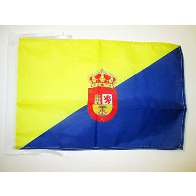 foto del prodotto bandiera gran canaria 45x30cm bandierina isole canarie 30 x 45 cm cordicelle az flag