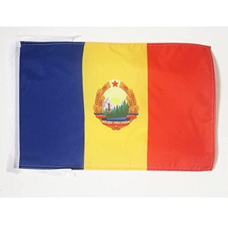 foto del prodotto bandiera repubblica socialista di romania 1947 1989 45x30cm bandierina rumena 30 x 45 cm cordicelle az flag