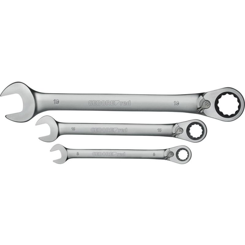 foto del prodotto banyo gedore red 3300873 r07205012 set chiavi a cricchetto combinato 12 parti misura metrica 07 19 mm
