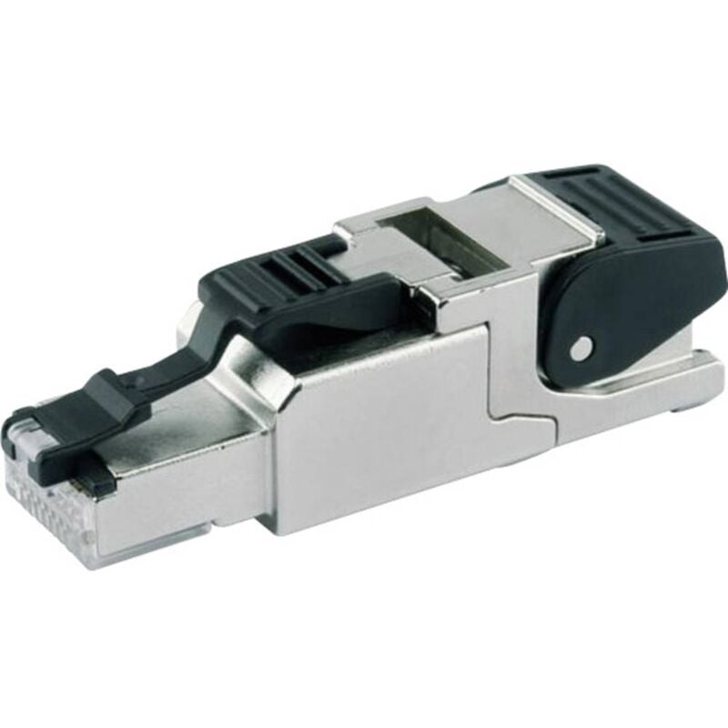 foto del prodotto banyo teleg rtner 100023038 connettore rj45 cat 6a schermato 100023038 spina dritta numero di poli 8p8c metallo 1 pz.