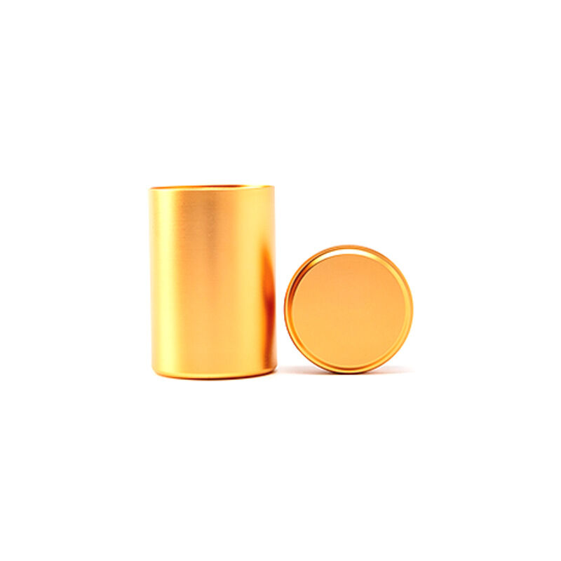 foto del prodotto barattoli da t rotondi in lega di alluminio mini barattolo portatile sigillato per caff , t , caramelle, foglie di t sfuse dorato sollbry