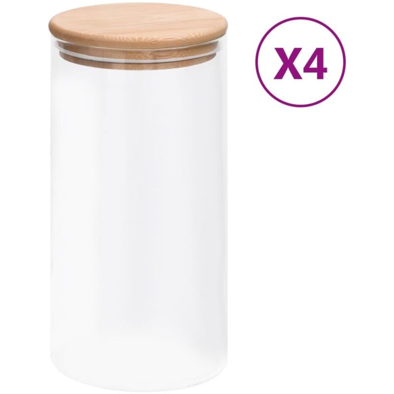 foto del prodotto barattoli di vetro con coperchio in bamb 4 pz 1200 ml vidaxl