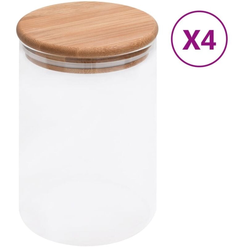 foto del prodotto barattoli di vetro con coperchio in bamb 4 pz 800 ml