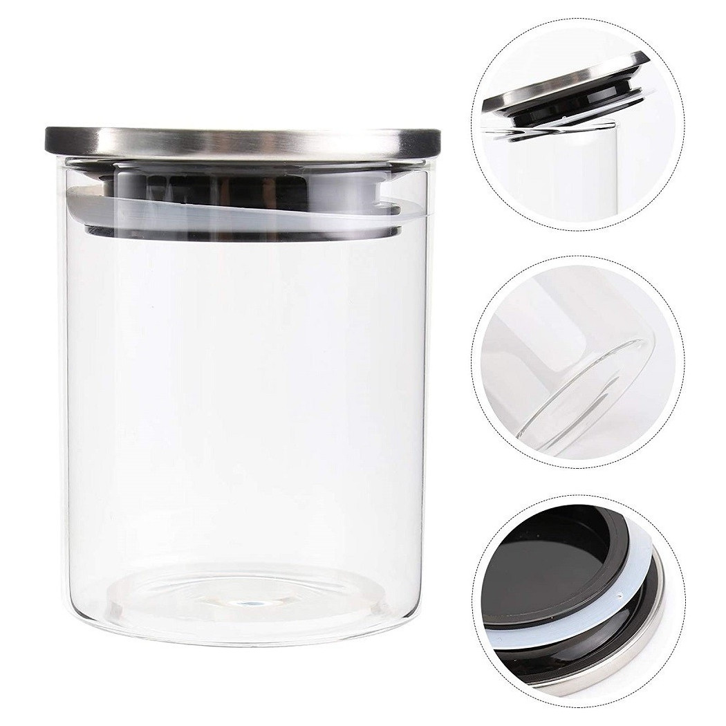 foto del prodotto barattolo 700ml sottovuoto alimenti in vetro trasparente per cereali snack cucina trade shop traesio
