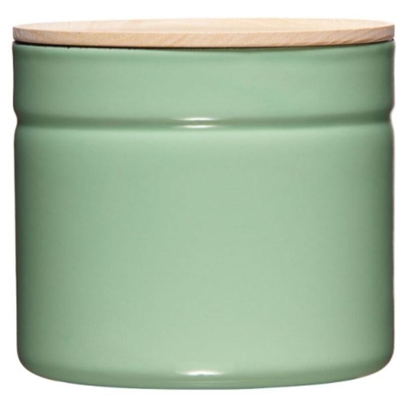 foto del prodotto barattolo con coperchio in legno 13cm 1,35 litri h12cm smalto verde lento