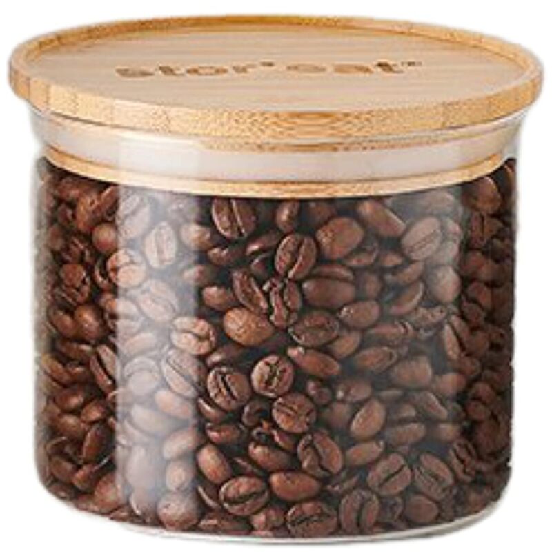 foto del prodotto barattolo di stoccaggio collegato stor eat vetro borosilicato resistente protegge dall umidit coperchio ermetico colore bamb senza bpa