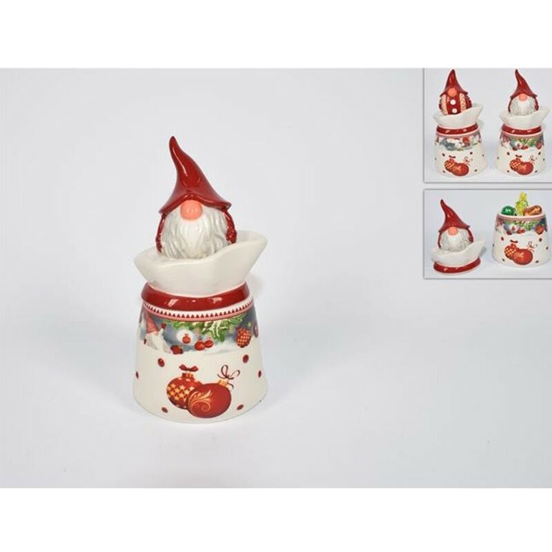 foto del prodotto barattolo in ceramica babbo natale per decorazioni da addobbi natalizi 17cm