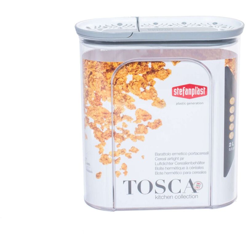 foto del prodotto barattolo portacereali tosca 2 litri grigio bianco