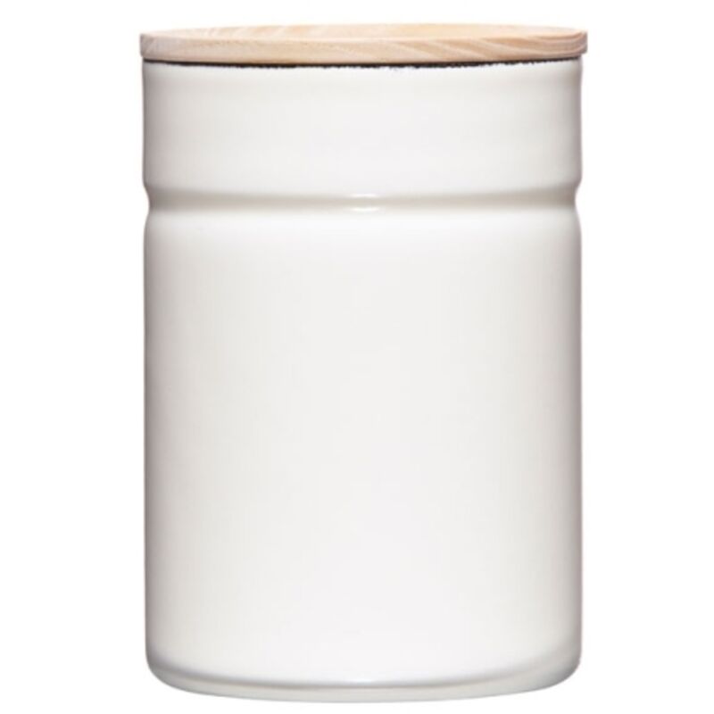 foto del prodotto barattolo riess con coperchio in legno 8cm 525ml smalto bianco puro